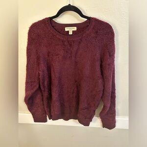 Burberry Heavy Fleece Sweater Size Large Burgundy Color